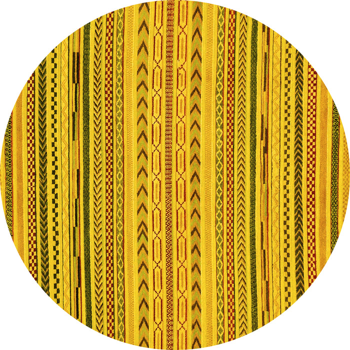 Round Machine Washable Abstract Yellow Modern Rug, wshabs2282yw