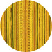 Round Machine Washable Abstract Yellow Modern Rug, wshabs2282yw