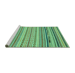 Sideview of Machine Washable Abstract Turquoise Modern Area Rugs, wshabs2282turq