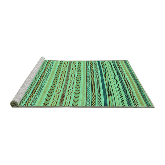 Sideview of Machine Washable Abstract Turquoise Modern Area Rugs, wshabs2282turq