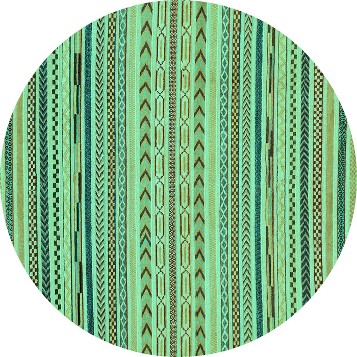 Round Machine Washable Abstract Turquoise Modern Area Rugs, wshabs2282turq