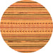 Round Machine Washable Abstract Orange Modern Area Rugs, wshabs2282org