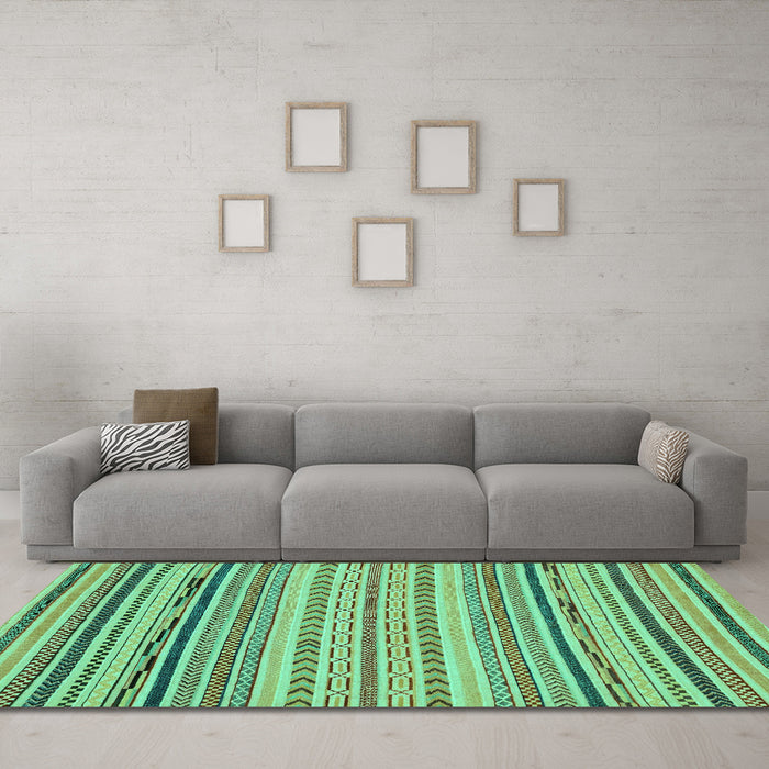Machine Washable Abstract Turquoise Modern Area Rugs in a Living Room,, wshabs2282turq