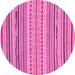 Round Machine Washable Abstract Pink Modern Rug, wshabs2282pnk