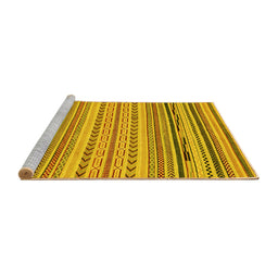Sideview of Machine Washable Abstract Yellow Modern Rug, wshabs2282yw