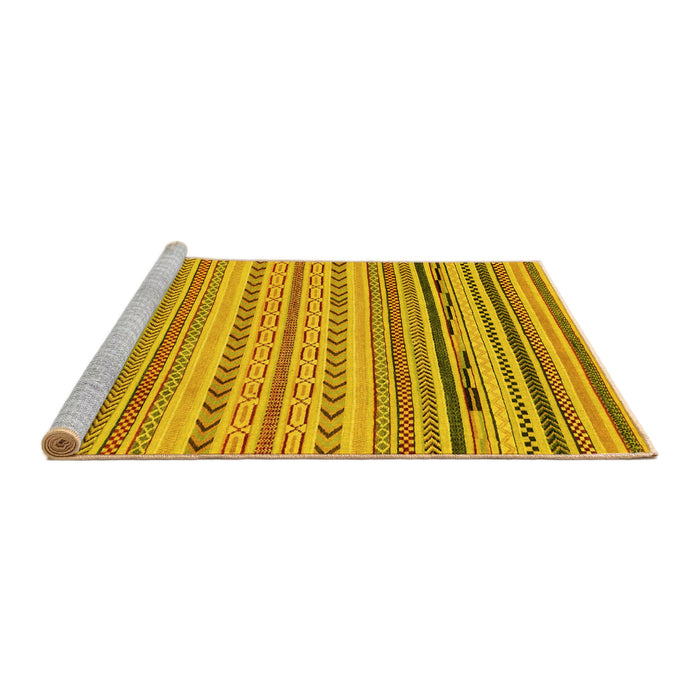 Sideview of Machine Washable Abstract Yellow Modern Rug, wshabs2282yw
