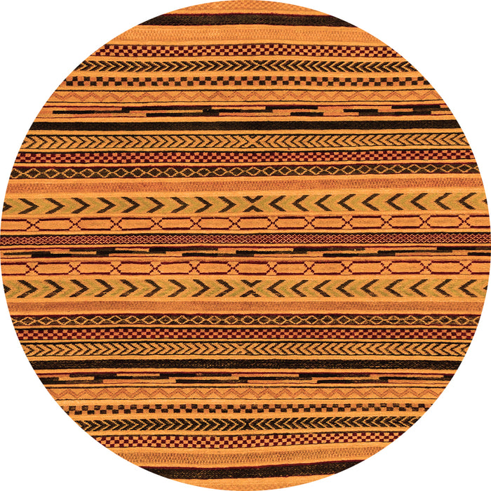 Round Machine Washable Abstract Orange Modern Area Rugs, wshabs2283org