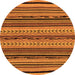 Round Machine Washable Abstract Orange Modern Area Rugs, wshabs2283org