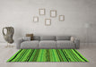 Machine Washable Abstract Green Modern Area Rugs in a Living Room,, wshabs2283grn