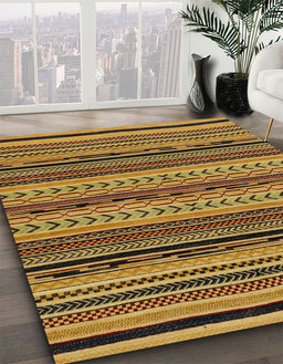 Abstract Yellow Modern Rug in Family Room, abs2283