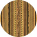 Round Abstract Brown Modern Rug, abs2283brn