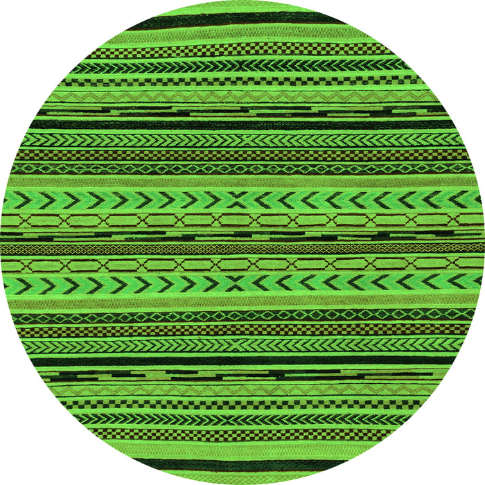 Round Machine Washable Abstract Green Modern Area Rugs, wshabs2283grn