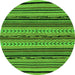 Round Machine Washable Abstract Green Modern Area Rugs, wshabs2283grn