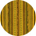 Round Abstract Yellow Modern Rug, abs2283yw