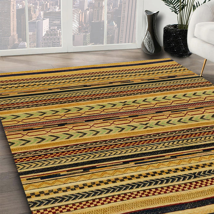 Abstract Yellow Modern Rug in Family Room, abs2283