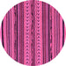 Round Machine Washable Abstract Pink Modern Rug, wshabs2283pnk