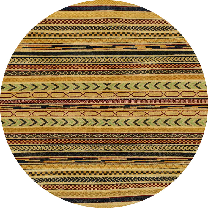 Round Machine Washable Abstract Yellow Rug, wshabs2283