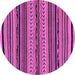 Round Machine Washable Abstract Purple Modern Area Rugs, wshabs2283pur