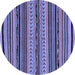 Round Abstract Blue Modern Rug, abs2283blu