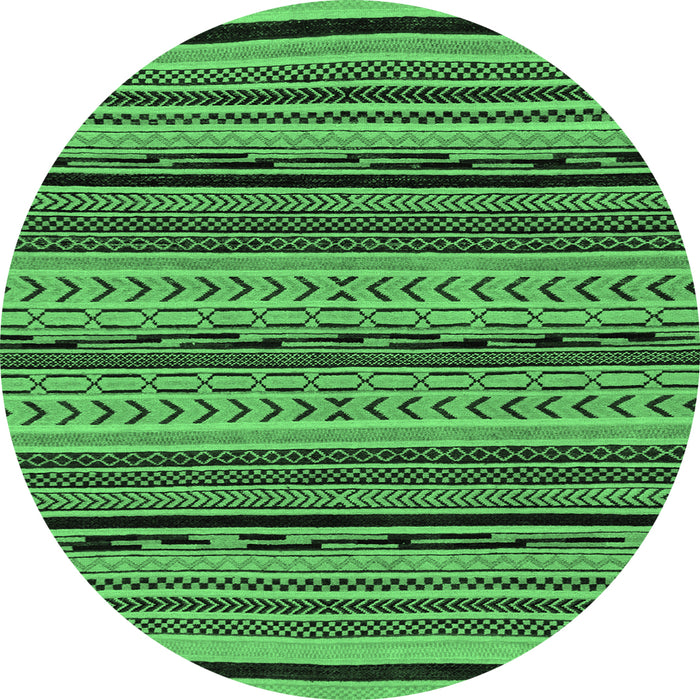 Round Abstract Emerald Green Modern Rug, abs2283emgrn