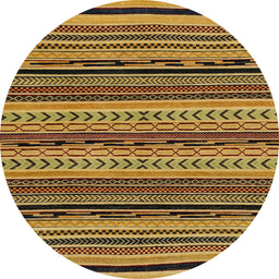 Round Abstract Yellow Modern Rug, abs2283