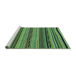 Sideview of Machine Washable Abstract Turquoise Modern Area Rugs, wshabs2283turq