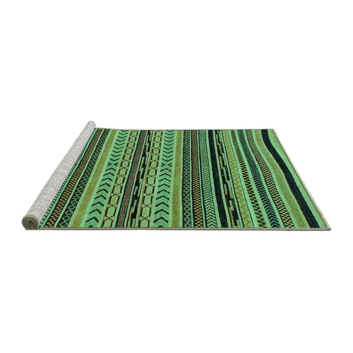Sideview of Machine Washable Abstract Turquoise Modern Area Rugs, wshabs2283turq