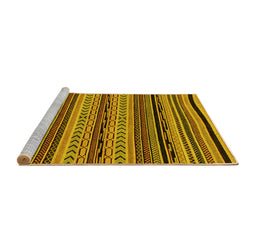 Sideview of Machine Washable Abstract Yellow Modern Rug, wshabs2283yw