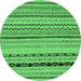 Round Abstract Emerald Green Modern Rug, abs2284emgrn