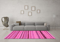 Machine Washable Abstract Pink Modern Rug, wshabs2284pnk