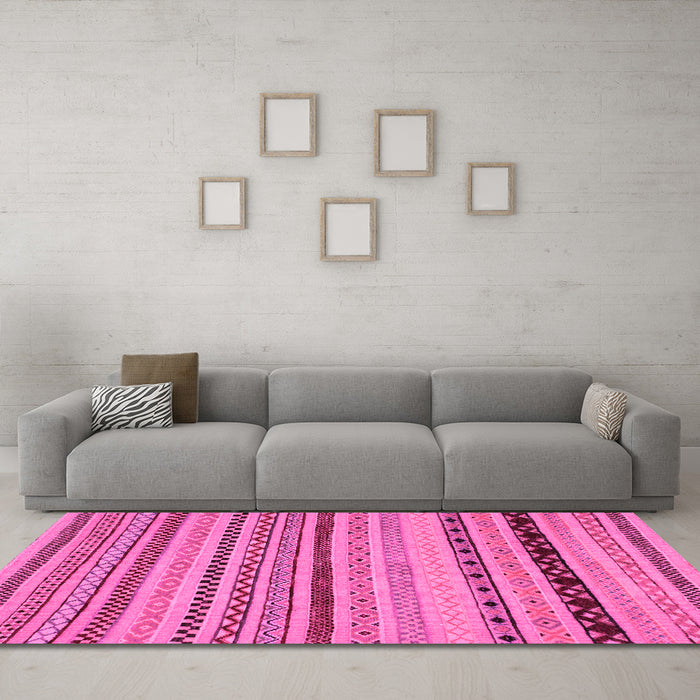 Machine Washable Abstract Pink Modern Rug in a Living Room, wshabs2284pnk