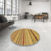 Round Machine Washable Abstract Orange Rug in a Office, wshabs2284