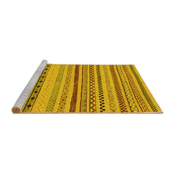 Sideview of Machine Washable Abstract Yellow Modern Rug, wshabs2284yw