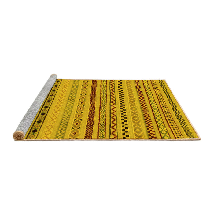 Sideview of Machine Washable Abstract Yellow Modern Rug, wshabs2284yw