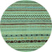 Round Abstract Light Blue Modern Rug, abs2284lblu