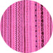 Round Machine Washable Abstract Pink Modern Rug, wshabs2284pnk