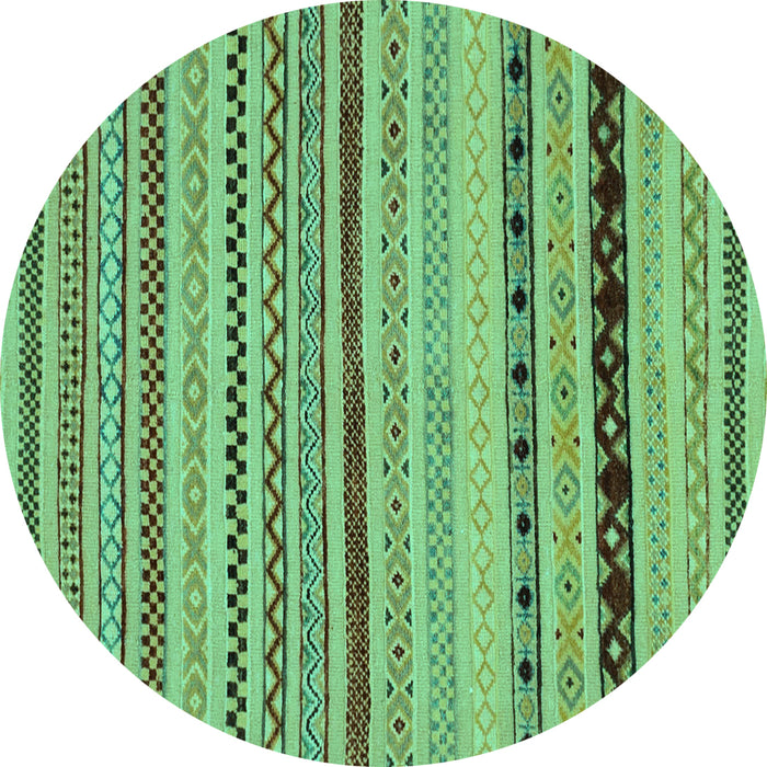 Round Machine Washable Abstract Turquoise Modern Area Rugs, wshabs2284turq