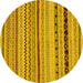 Round Machine Washable Abstract Yellow Modern Rug, wshabs2284yw