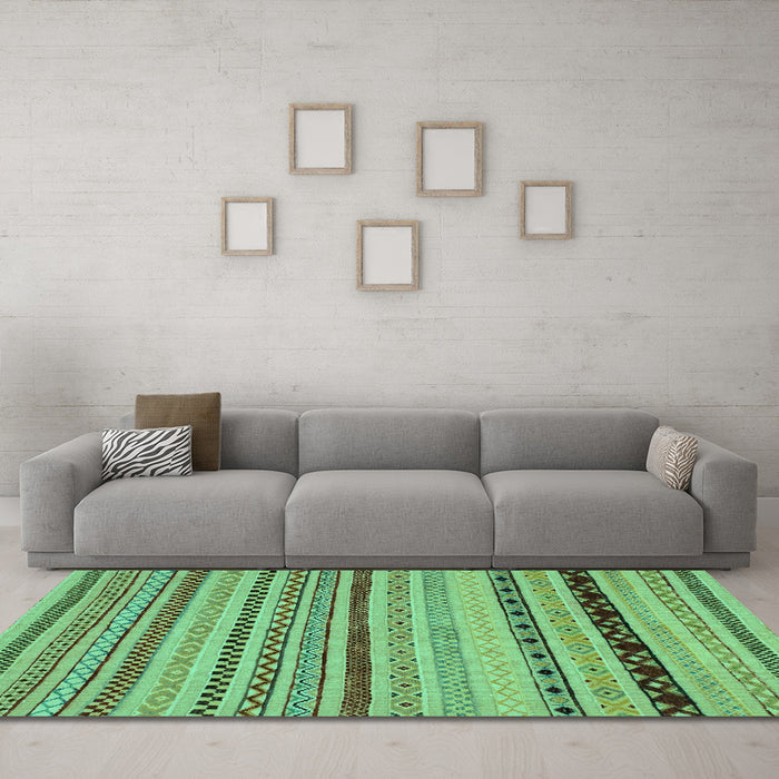Machine Washable Abstract Turquoise Modern Area Rugs in a Living Room,, wshabs2284turq
