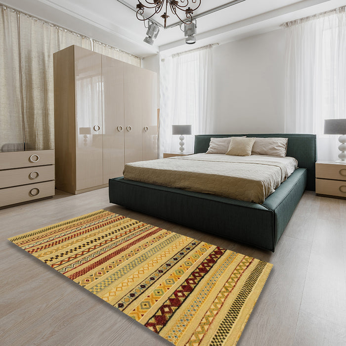 Abstract Orange Modern Rug in a Bedroom, abs2284
