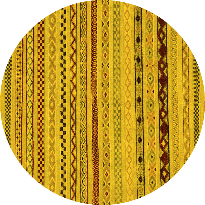 Round Abstract Yellow Modern Rug, abs2284yw