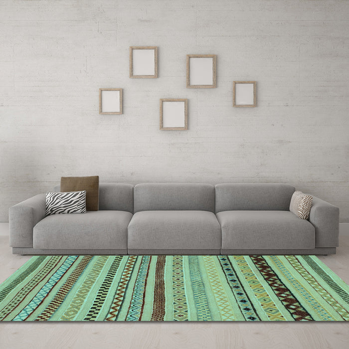 Machine Washable Abstract Light Blue Modern Rug in a Living Room, wshabs2284lblu