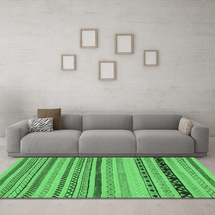 Machine Washable Abstract Emerald Green Modern Area Rugs in a Living Room,, wshabs2284emgrn