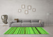 Machine Washable Abstract Green Modern Area Rugs in a Living Room,, wshabs2284grn