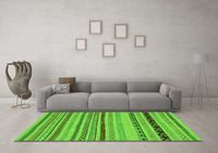 Machine Washable Abstract Green Modern Rug, wshabs2284grn