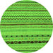 Round Machine Washable Abstract Green Modern Area Rugs, wshabs2284grn