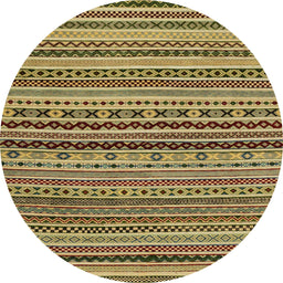 Round Abstract Reddish Brown Modern Rug, abs2285