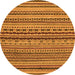 Round Machine Washable Abstract Orange Modern Area Rugs, wshabs2285org