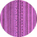 Round Machine Washable Abstract Purple Modern Area Rugs, wshabs2285pur