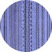 Round Abstract Blue Modern Rug, abs2285blu